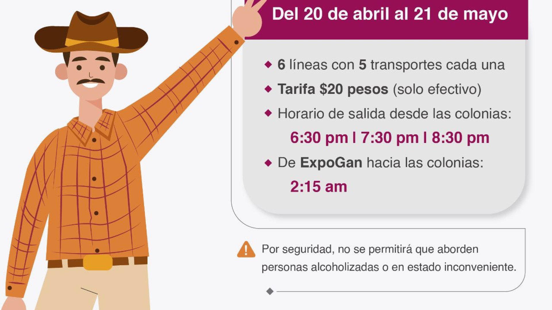 Activa Instituto de Transporte servicio para asistentes a la ExpoGan